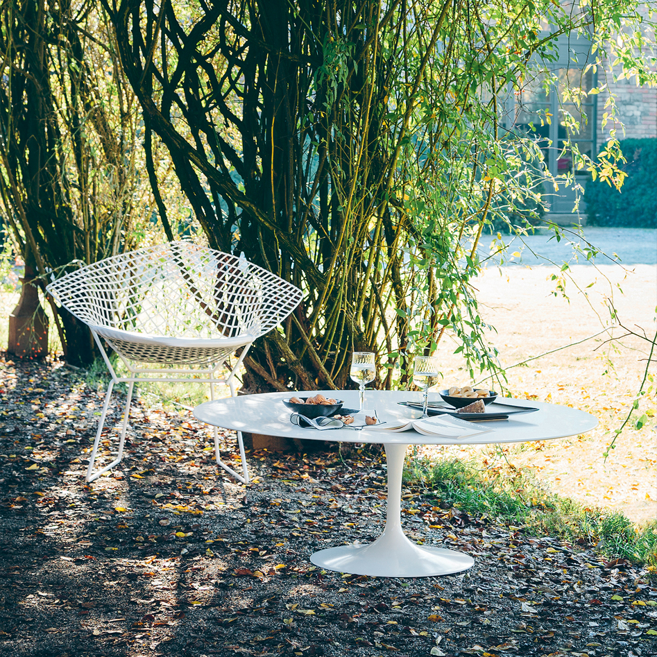 Bertoia Diamod Chair and Saarinen table, Ph. Beppe Brancato Bertoia Diamod Chair and Saarinen table, Ph. Beppe Brancato