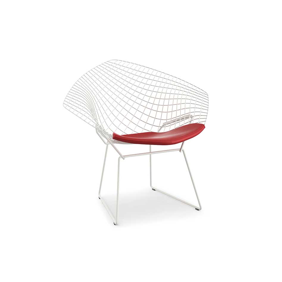 Bertoia Diamond Chair with red Seat Pad